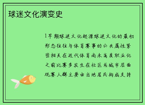 球迷文化演变史